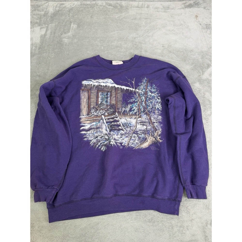 Vintage 90s Northern Reflections Nature Sweatshirt Men's Size Large Purple